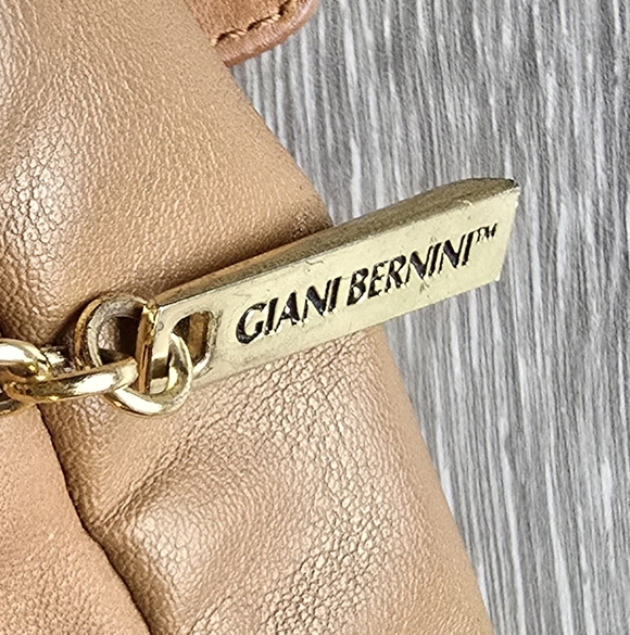 Giani Bernini Light Brown Tan Genuine Leather Hobo Shoulder Bag Minimalist Chic - Picture 6 of 14